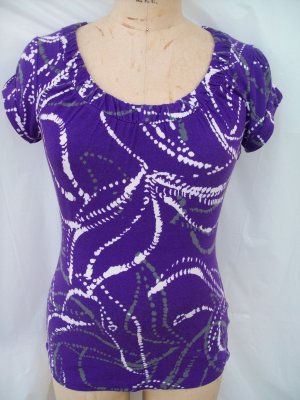 Banana Republic stretch shirring neck top size S