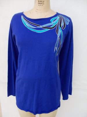 Bob Mackie Bow Embroidered Tunic Sweater plus size 1X