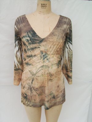 Coldwater Creek Fern print V neck 3/4 Sleeve Top plus size 2X