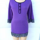Bob Mackie Embroidered border trim 3/4 sleeve Top Plus Size 1X