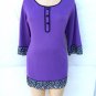 Bob Mackie Embroidered border trim 3/4 sleeve Top Plus Size 1X
