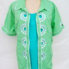 Bob Mackie Cut Out Embroidered Tank and Shirt Top Set Plus Size 2X