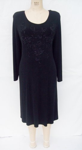 Carole Little travelers knit beaded front dress plus size 14