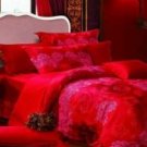 4-pc Red Floral Colored Cotton Duvet Cover Bedding Set