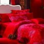 4-pc Red Floral Colored Cotton Duvet Cover Bedding Set