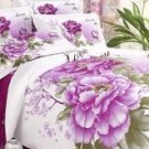 4-pc Beautiful White And Purple Cotton Floral Reactive Print Duvet Cover