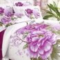 4-pc Beautiful White And Purple Cotton Floral Reactive Print Duvet Cover