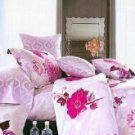 Cotton 4-pcs Bedding Set Pink Flower Printed