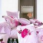 Cotton 4-pcs Bedding Set Pink Flower Printed