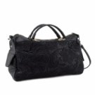 Sweet Black Leather Lace Womens Shoulder Bag