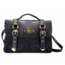 Beautiful Black Leather Lace Womens Shoulder Bag