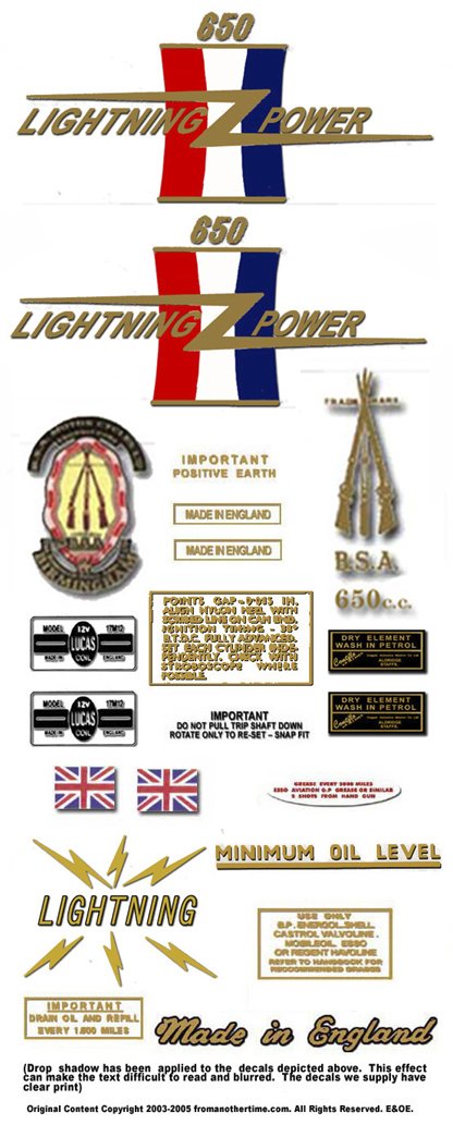 BSA Oil Level Transfers and Decals