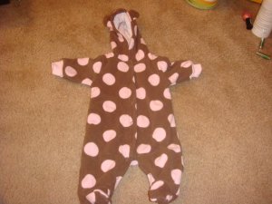 Carter's Brown & Pink Polka Dot Fleece Suit