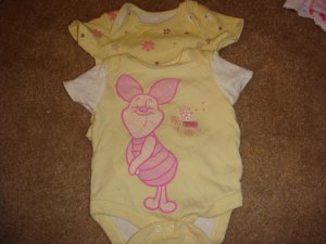 2 pack Disney Piglet Onesies Size: NB