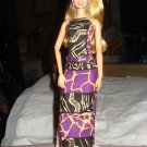 Purple & black African print long skirt, top, headband set - ed105