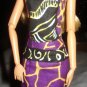 Purple & black African print long skirt, top, headband set - ed105