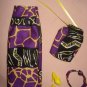 Purple & black African print long skirt, top, headband set - ed105