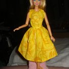 Bright yellow sleeveless full dress for Barbie Dolls - ed106