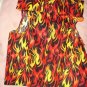Medium size pet shirt / vest in red, orange, yellow flame print - dd10