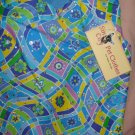 Large REVERSABLE pet dress in blue abstract print with silver - dd05