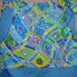 Large REVERSABLE pet dress in blue abstract print with silver - dd05