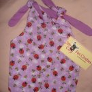 Medium REVERSABLE pet dress in purple with red lady bugs - dd04