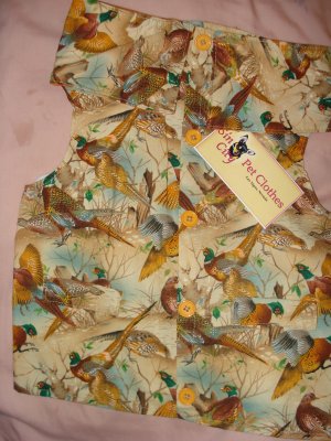 Medium size pet shirt / vest in Pheasant print - dd10