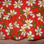 Large red pet dress with white daisies with a ruffle and bow - dd07