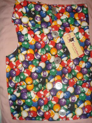 Large pet shirt / vest in multi-colored pool ball print - dd11