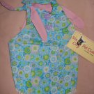 Medium pet dress in blue floral with lace trim - dd04