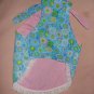 Medium pet dress in blue floral with lace trim - dd04