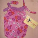 Small REVERSABLE Pet dress in hot pink & purple floral print - dd01