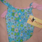 Small REVERSABLE Pet dress in blue floral print - dd01