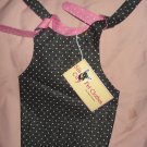Medium REVERSABLE pet dress in pink & black with polka dots - dd04