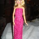 Hot pink leopard print skirt, top and headband for Barbie Dolls - ed97