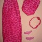 Hot pink leopard print skirt, top and headband for Barbie Dolls - ed97