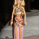 Brown African animal print mini skirt & halter top set for Barbie Dolls - ed94
