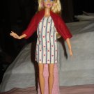 Short red heart print dress and maroon jacket for Barbie Doll - ed90