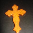 Orange Turquoise Gothic cross pendant - ed02