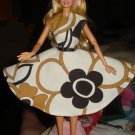 Circular skirt dress in abstract floral multi-color print for Barbie - ed18