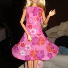 Two piece circular skirt and top set in pink floral for your Barbie Doll - ed07