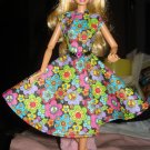 Circular skirt dress in multi-colored floral for Barbie Dolls - ed10