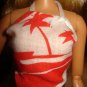 Red pants and matching red and white halter top set for Barbie Dolls - ed80