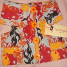 Small pet shirt / vest in grey with red, black & orange flames - dd09