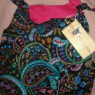 Large REVERSABLE pet dress in black & multi-colored paisley print - dd05