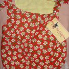 Large REVERSABLE pet dress in red with yellow daisies - dd05
