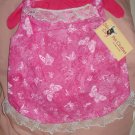 Large REVERSABLE Pet dress in hot pink with white butterflies and flowers - dd05