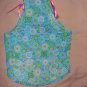 Small size pet dress in blue floral with pink ribbon ties - dd01