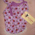 Small size REVERSABLE Pet dress in purple with red lady bugs - dd01