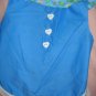 Large REVERSABLE Pet dress in blue floral print with lace trim - dd05